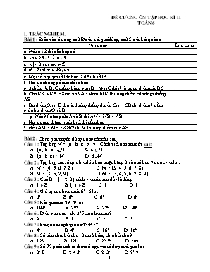 Đề cương ôn tập học kì II môn Toán 6